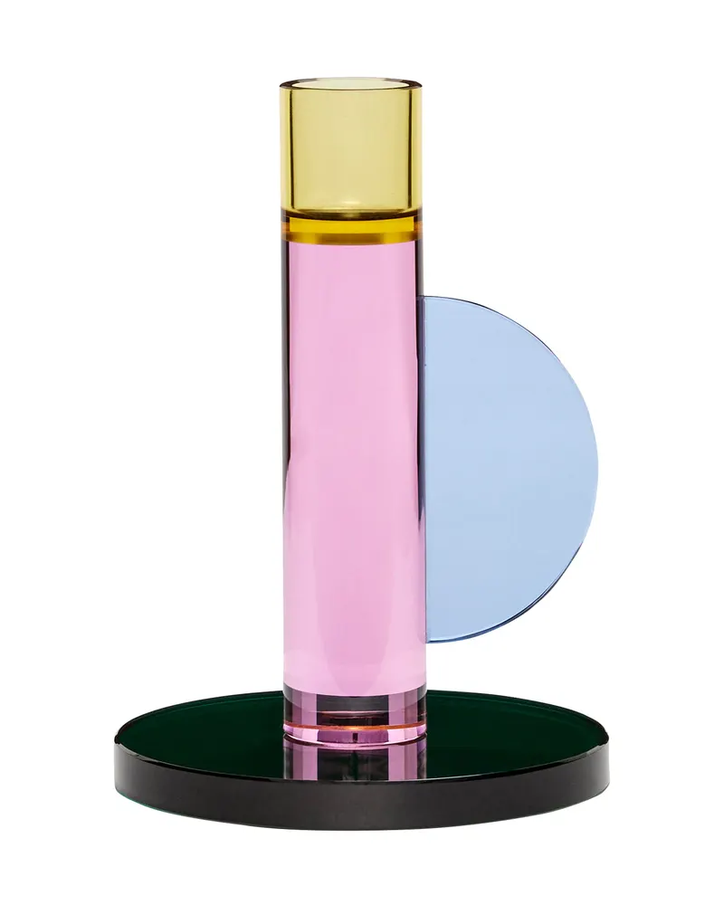Astro Kerzenhalter aus Kristall, Blau, Dunkelgrün, Rosa, Gelb