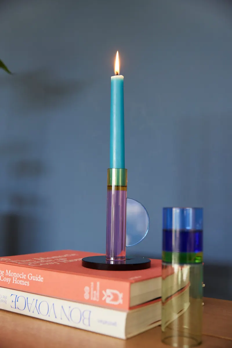 Hübsch Astro Kerzenhalter in Blau, Dunkelgrün, Rosa und Gelb, Ø 10 × H 14 cm, Ansicht 8
