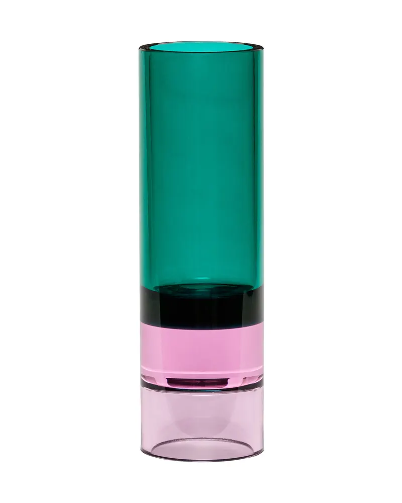 Astro Teelichthalter aus Kristall, Grün, Rosa
