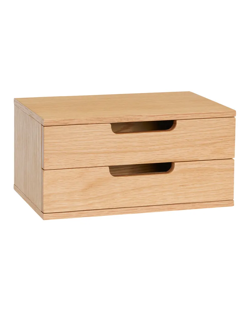 AtHand Regal mit zwei Schubladen und Eichenfurnier in Naturfarben, FSC®-zertifiziert