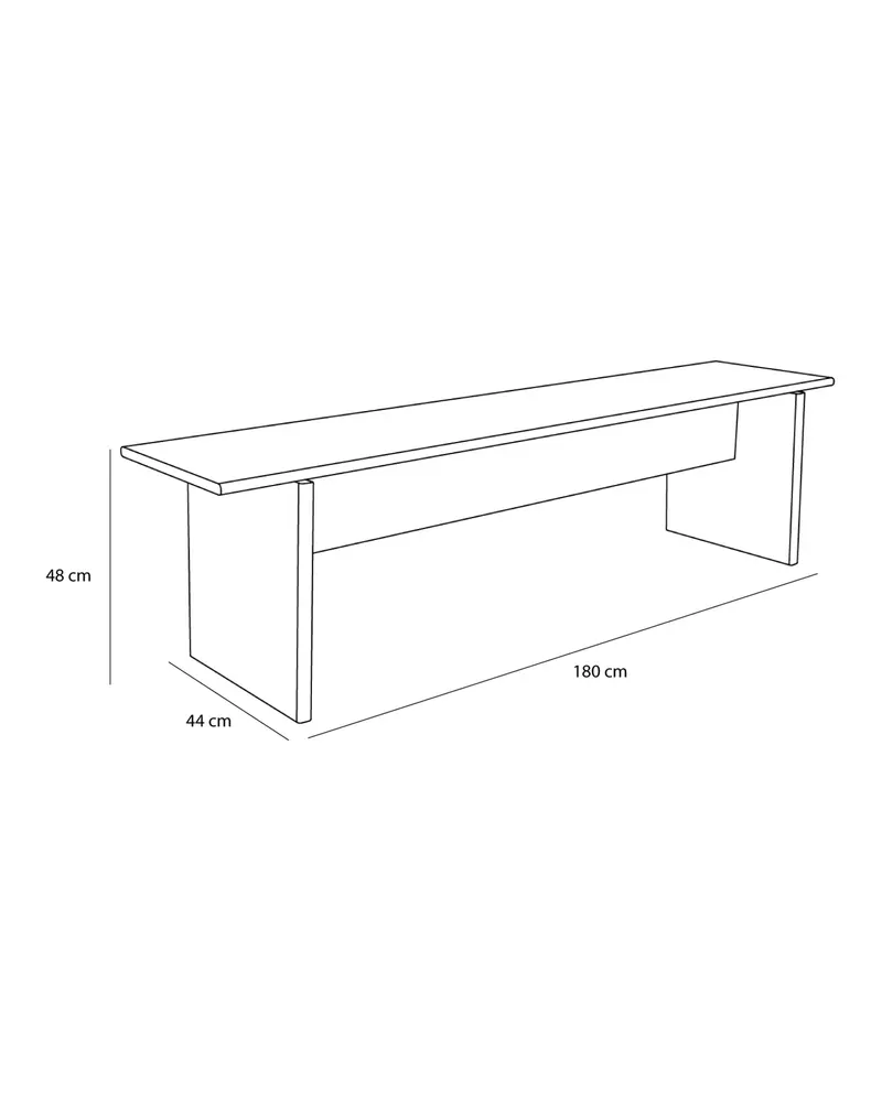 Hübsch Baenk Sitzbank in Naturfarben, 180 × 44 × H 48 cm, Ansicht 3