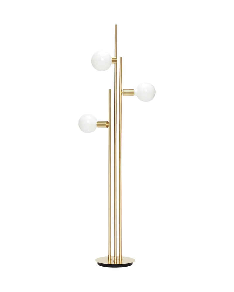 Balance Stehlampe aus Eisen in Messingfarben und Weiß