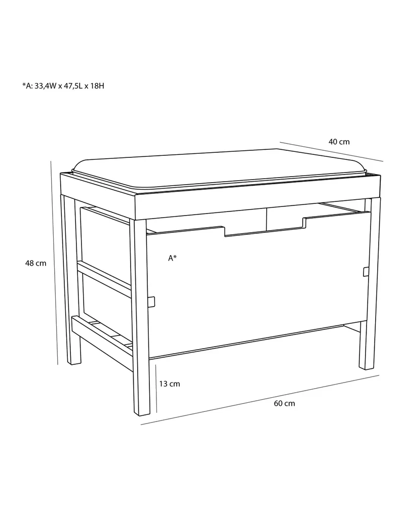 Hübsch Bifi Sitzbank in Naturfarben und Sandfarben, 60 × 40 × H 48 cm, Ansicht 4