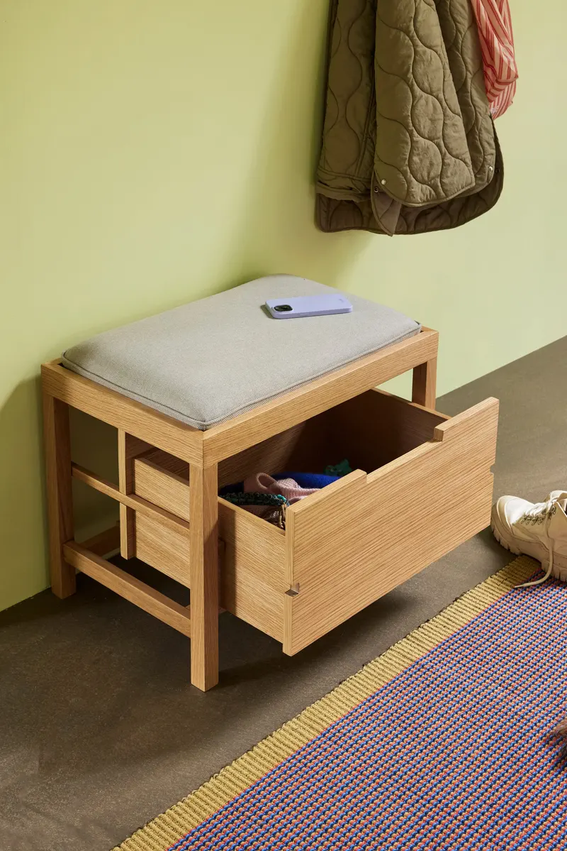 Hübsch Bifi Sitzbank in Naturfarben und Sandfarben, 60 × 40 × H 48 cm, Ansicht 9