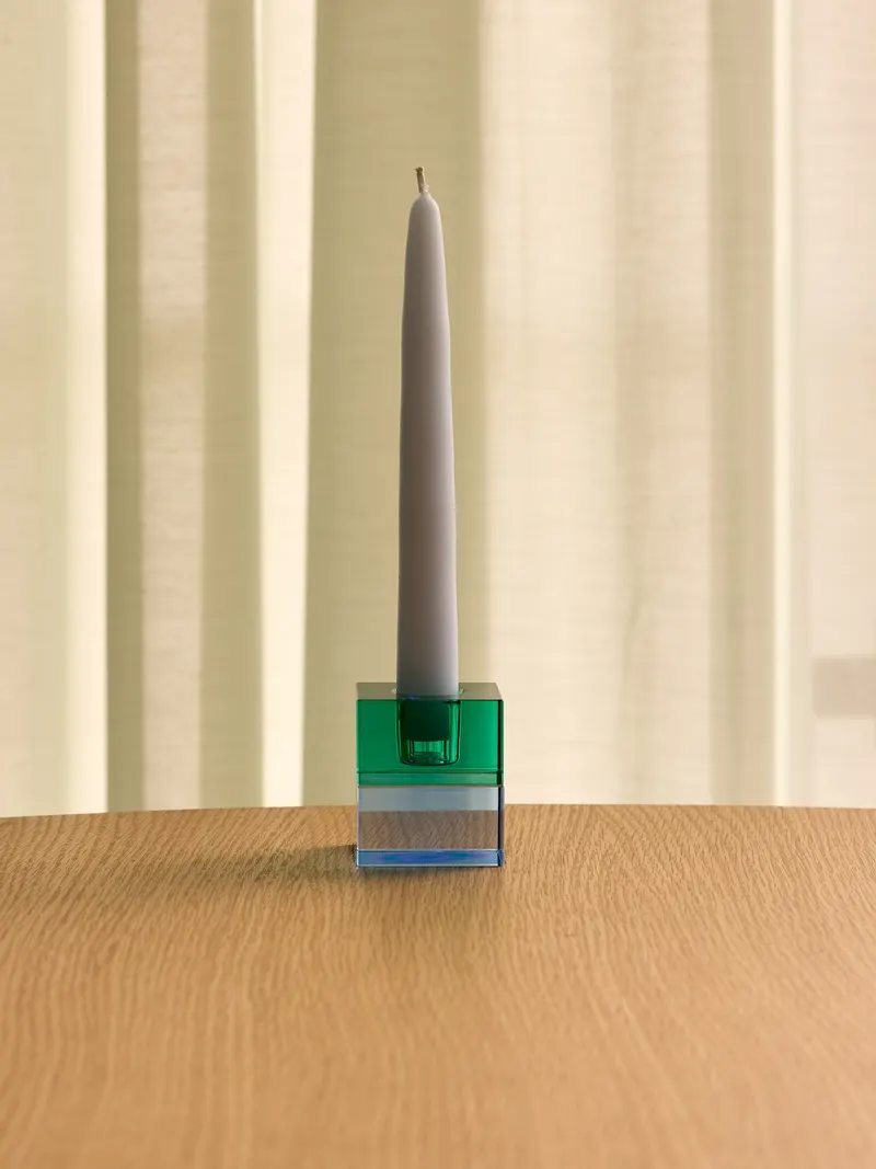 Hübsch Block Kerzenhalter in Blau, Dunkelgrün, Grün und Orange, 5 × 5h6 cm, Ansicht 8
