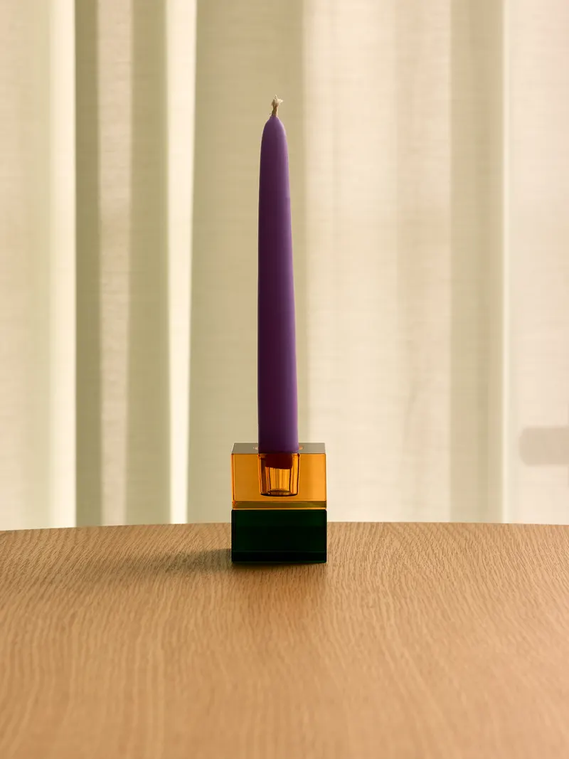 Hübsch Block Kerzenhalter in Blau, Dunkelgrün, Grün und Orange, 5 × 5h6 cm, Ansicht 9