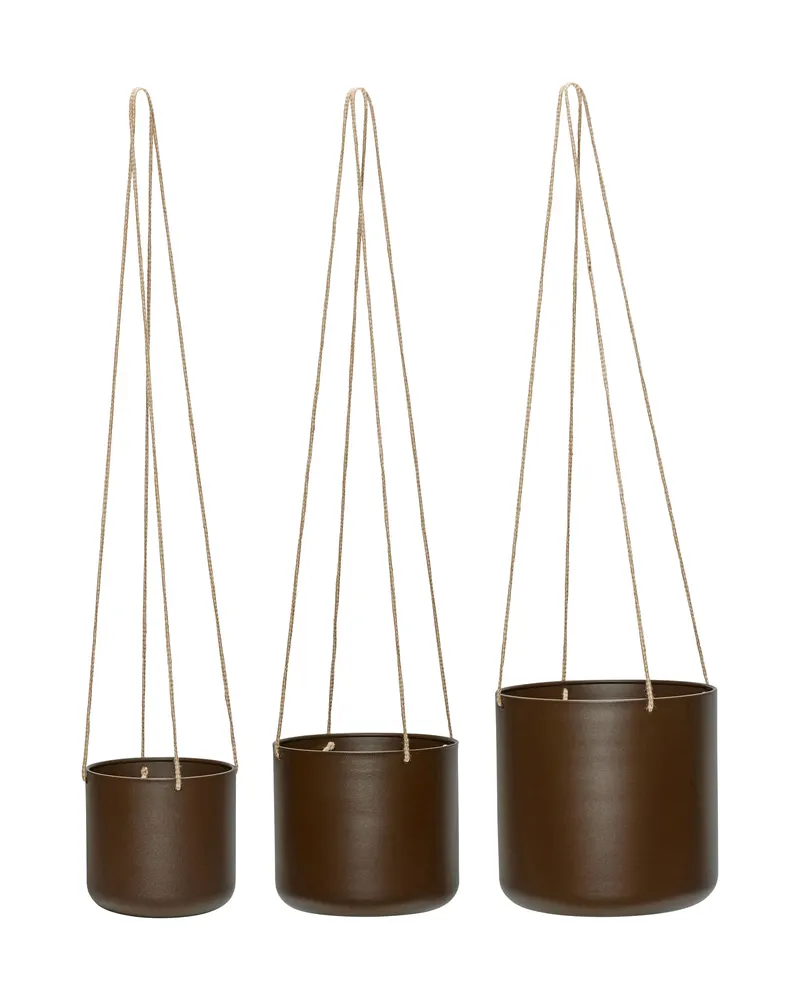 Hübsch Bloom Pflanzgefäßset in Beige und Braun, Ø 17 × H 16 und Ø 21 × H 20 und Ø 25 × H 24 cm, Ansicht 1
