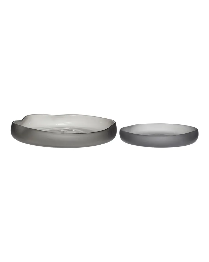 Bow Schalenset aus Glas in Gefrostet und Rauchfarben (2er-Set)