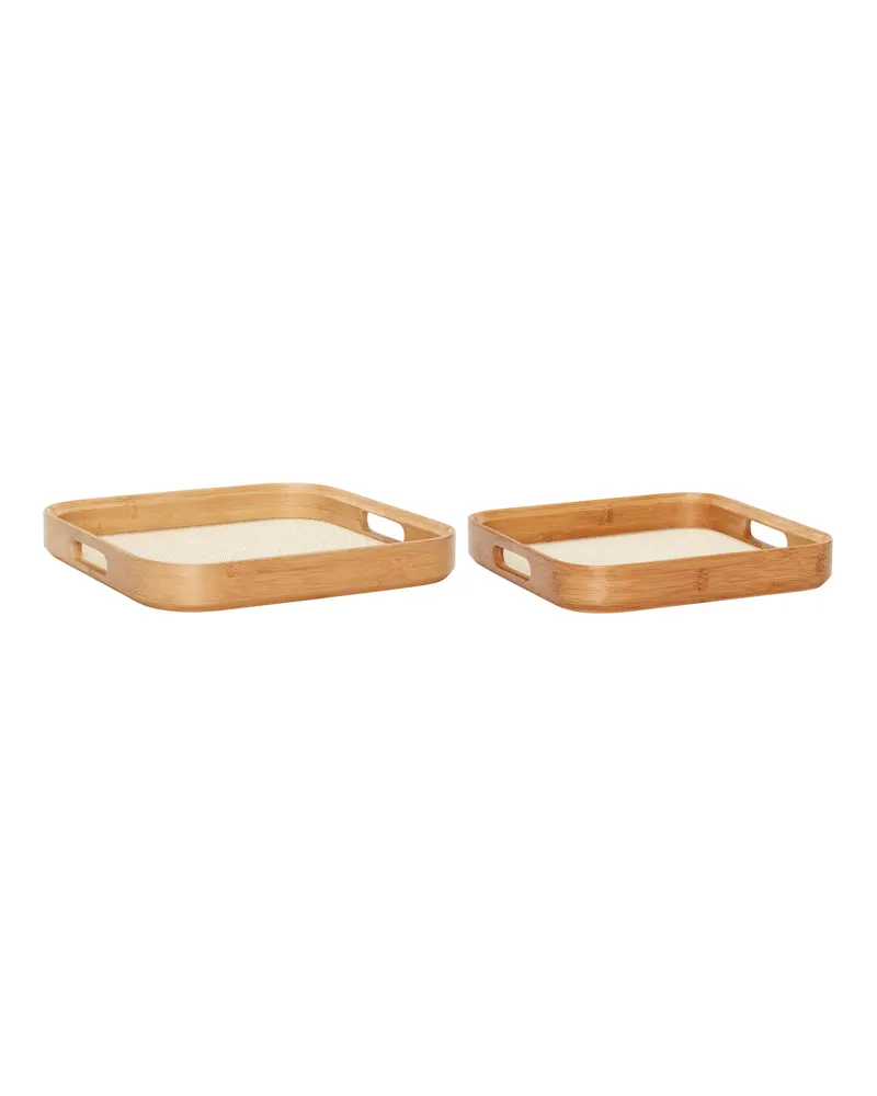 Canvas Square Tablettset aus Bambus in Naturfarben (2er-Set)