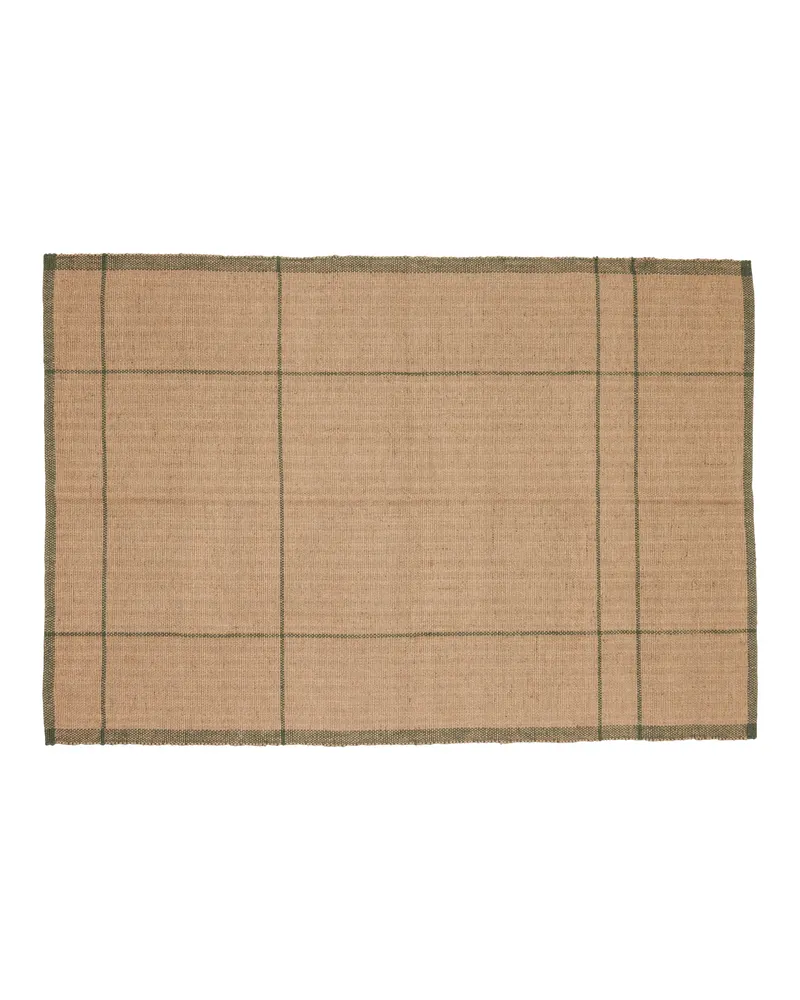 Capri Teppich aus Jute in Dunkelgrün und Naturfarben, Dunkelgrün, Naturfarben