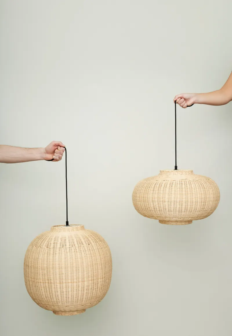 Hübsch Chand Ellipse Pendelleuchte in Naturfarben, Ø 45 × H 27 cm, Ansicht 4