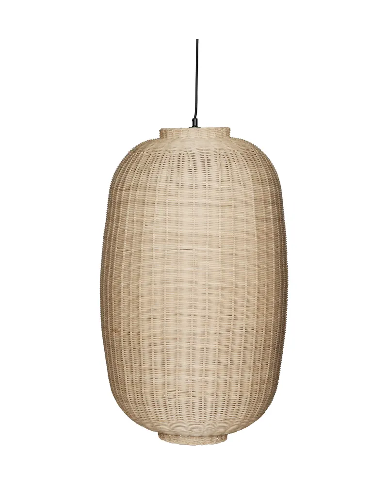 Chand Oval Pendelleuchte aus Rattan in Schwarz und Naturfarben, FSC®-zertifiziert