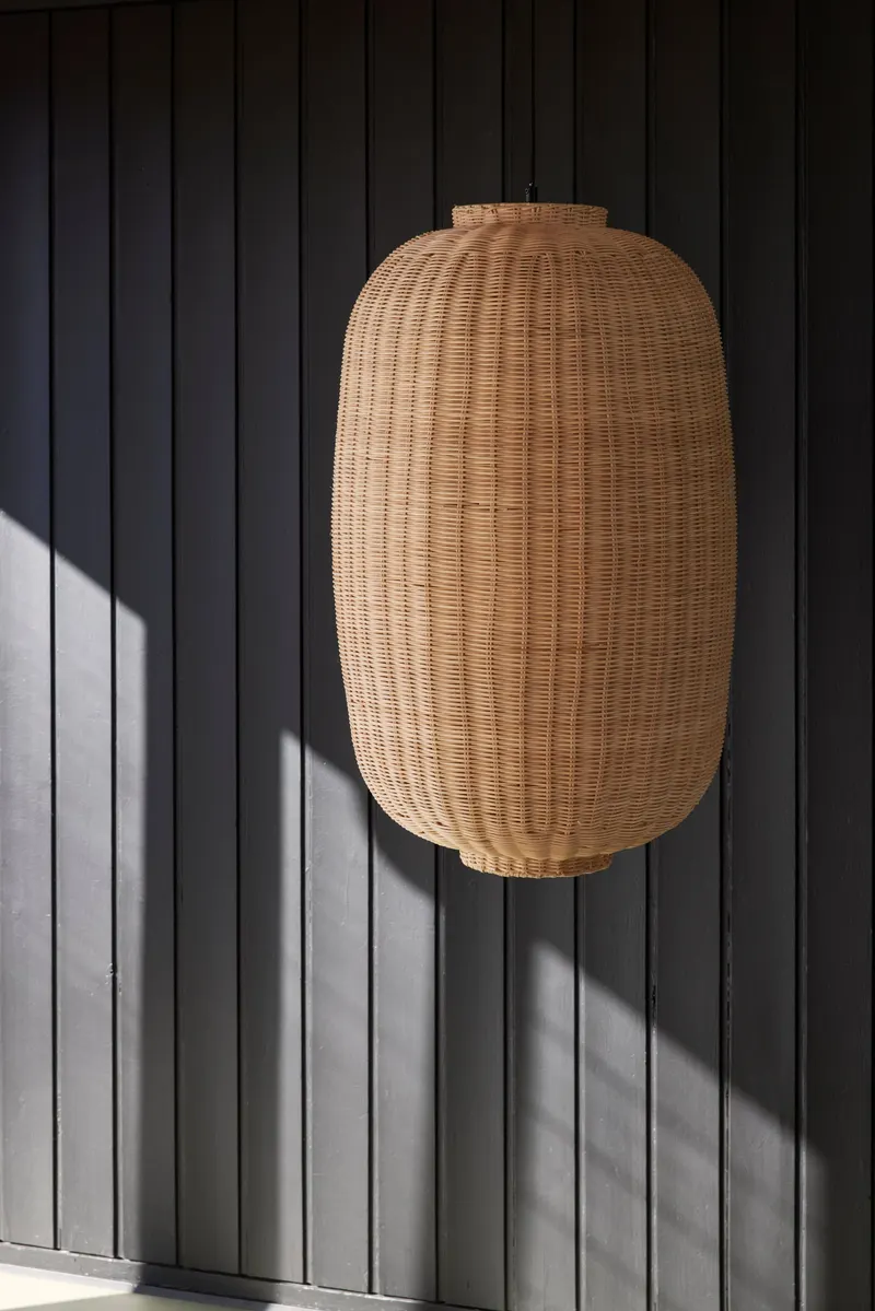 Hübsch Chand Oval Pendelleuchte in Schwarz und Naturfarben, Ø 45 × H 75 cm, Ansicht 5