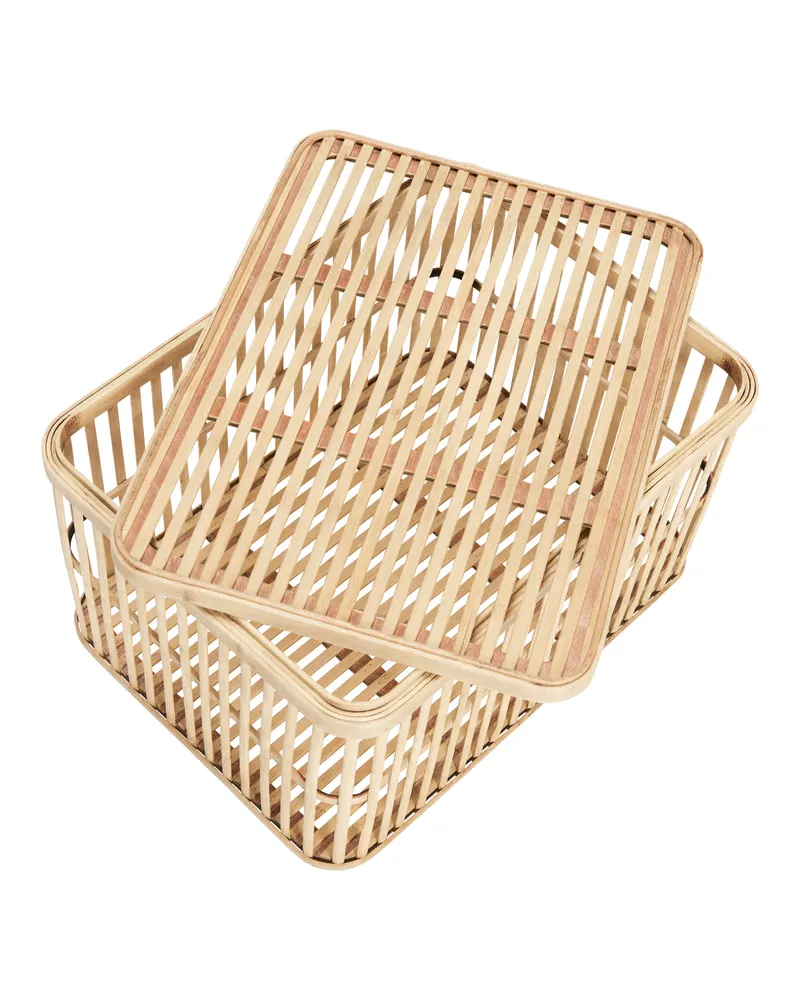 Hübsch Cheery Korbset in Naturfarben, 46 × 35 × H 27 und 52 × 40 × H 32 cm, Ansicht 4