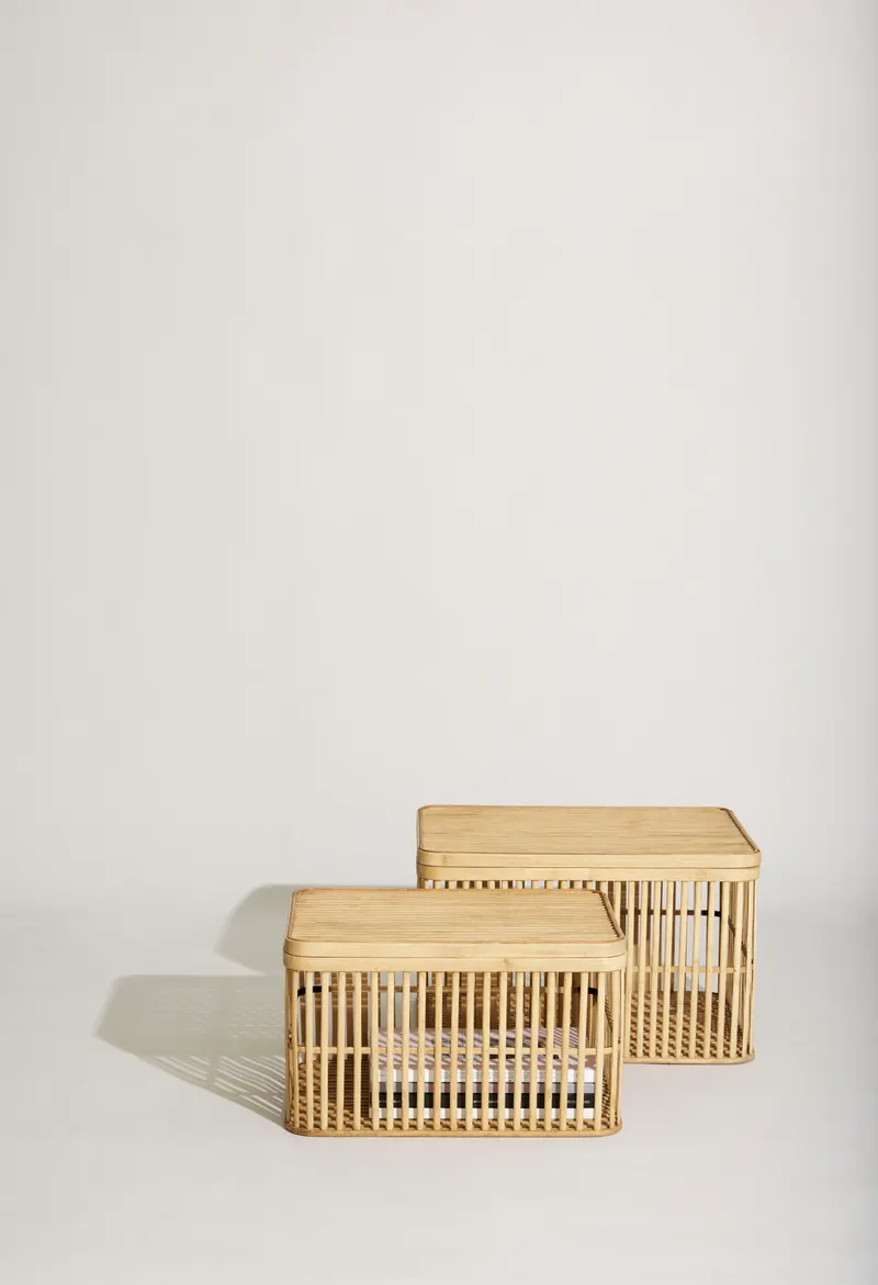 Hübsch Cheery Korbset in Naturfarben, 46 × 35 × H 27 und 52 × 40 × H 32 cm, Ansicht 8