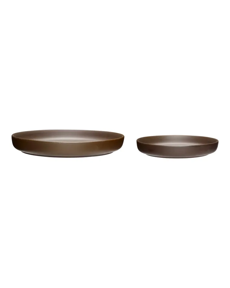 Hübsch Clay Tellerset in Rotbraun, Ø 20 × H 4 und Ø 31 × H 5 cm, Ansicht 1