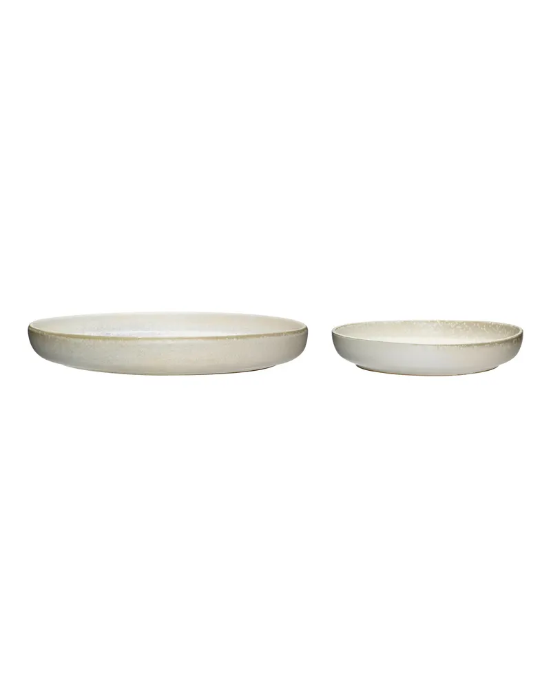 Hübsch Clay Tellerset in Weiß, Ø 20 × H 4 und Ø 31 × H 5 cm, Ansicht 2