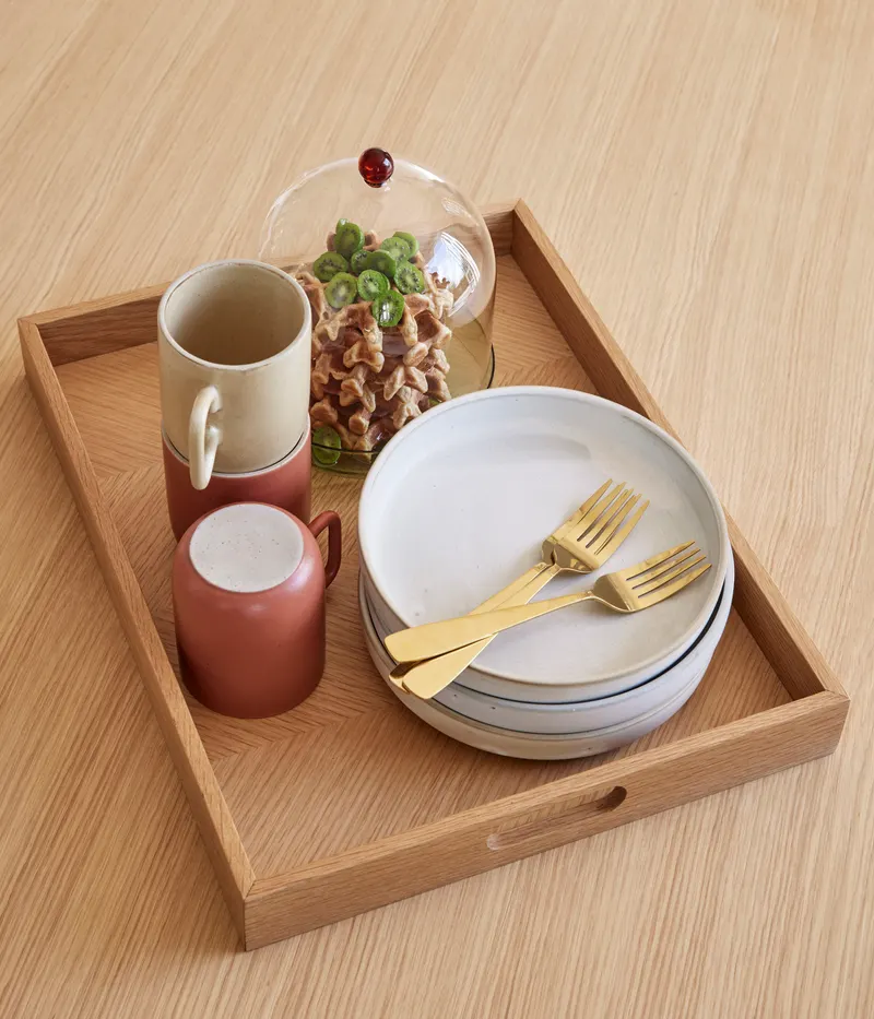 Hübsch Clay Tellerset in Weiß, Ø 20 × H 4 und Ø 31 × H 5 cm, Ansicht 11