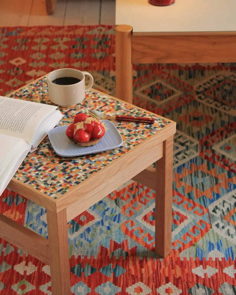 Hübsch Confetti Beistelltisch in Multifarben und Naturfarben, 40 × 40 × H 38 cm, Ansicht 10