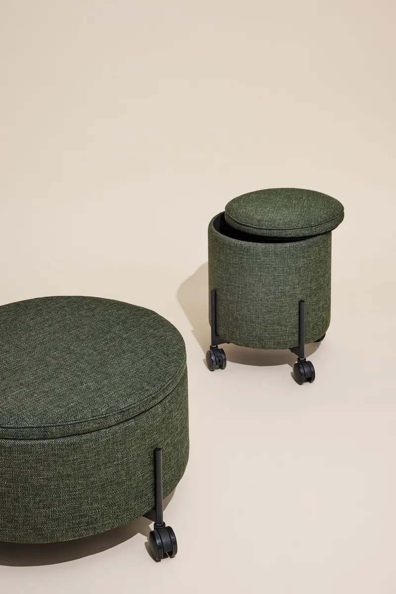 Hübsch Contain Pouf in Grün, Ø 67 × 38 cm, Ansicht 6