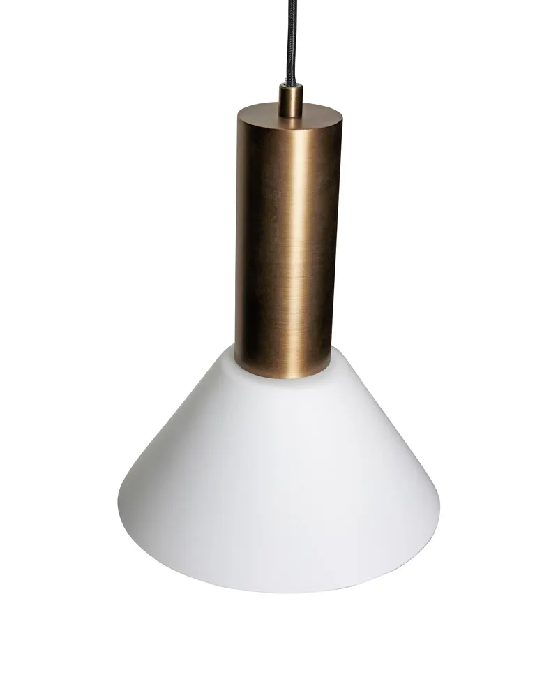 Hübsch Contrast Pendelleuchte in Brüniertes Messing und Weiß, Ø 25 × H 28 cm, Ansicht 2