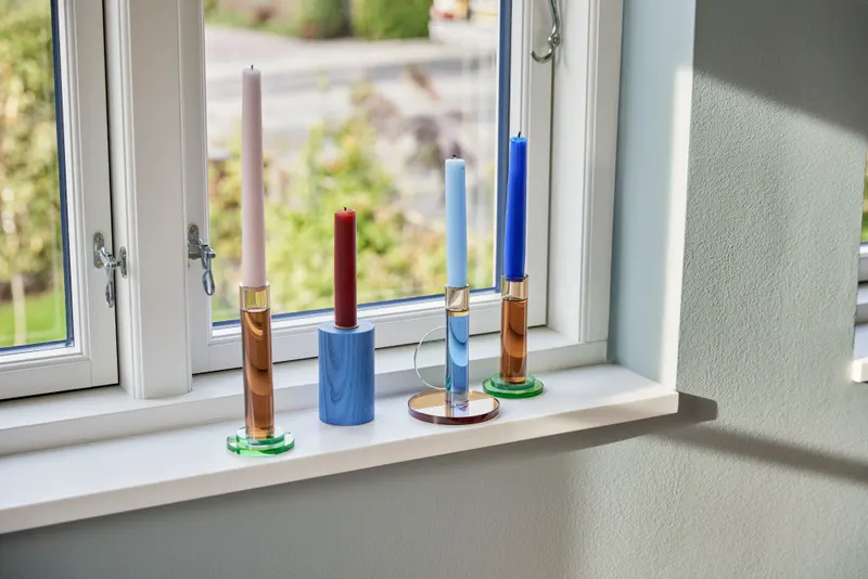 Hübsch Crayon Kerzenhalter in Blau, Bordeaux, Grün und Naturfarben, Ø 6 × H 7 und Ø 6 × H 10 und Ø 6 × H 15 cm, Ansicht 9