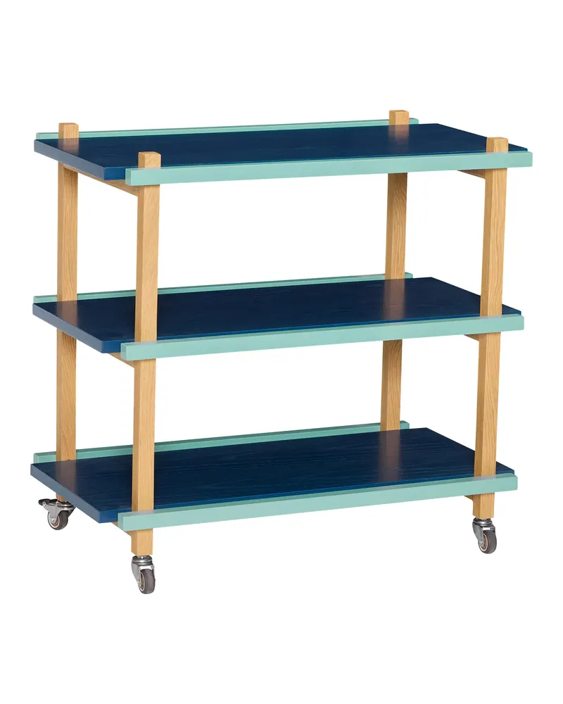 Crayon Servierwagen aus MDF, FSC®-zertifiziert, Dunkelblau, Grün, Naturfarben