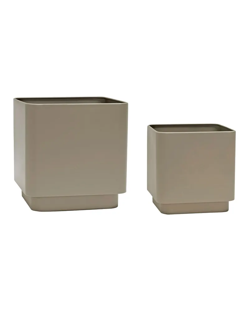 Cube Pflanzgefäßset aus Eisen in Braun (2er-Set)