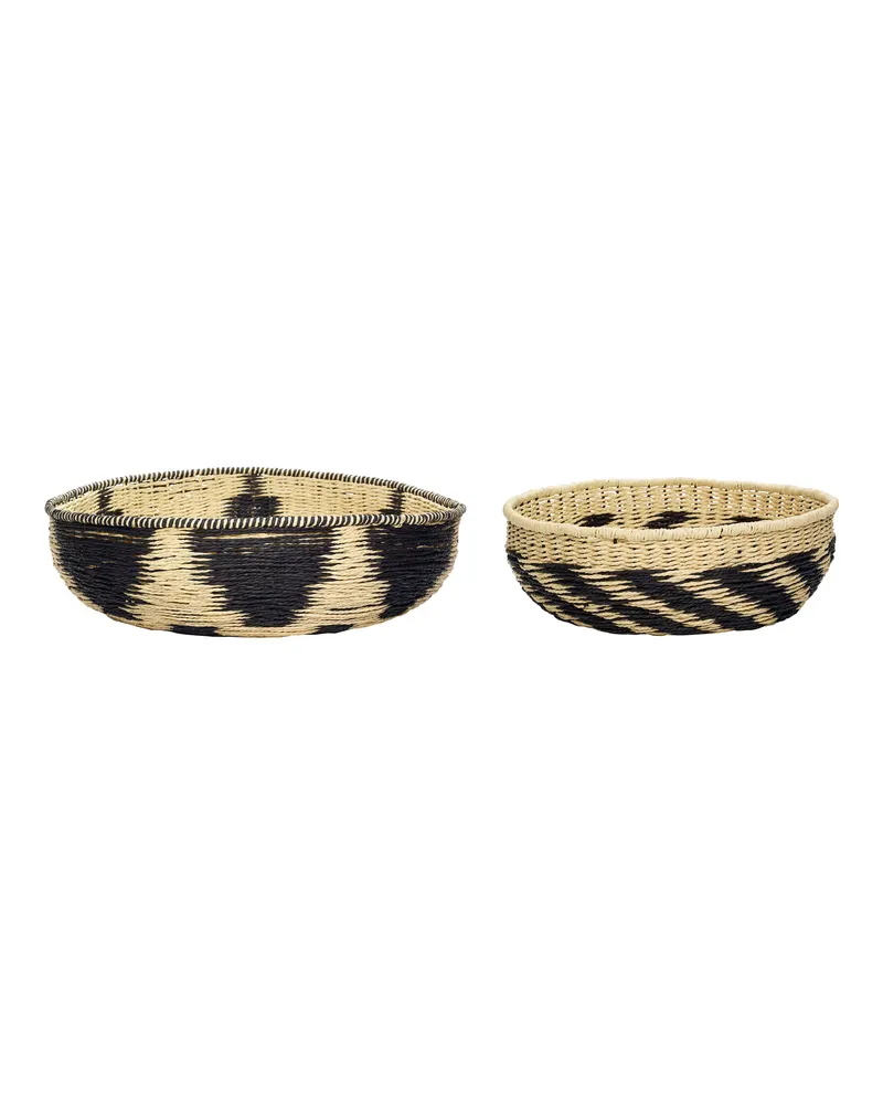 Current Korbset aus Papier in Schwarz und Naturfarben (2er-Set), Schwarz, Naturfarben