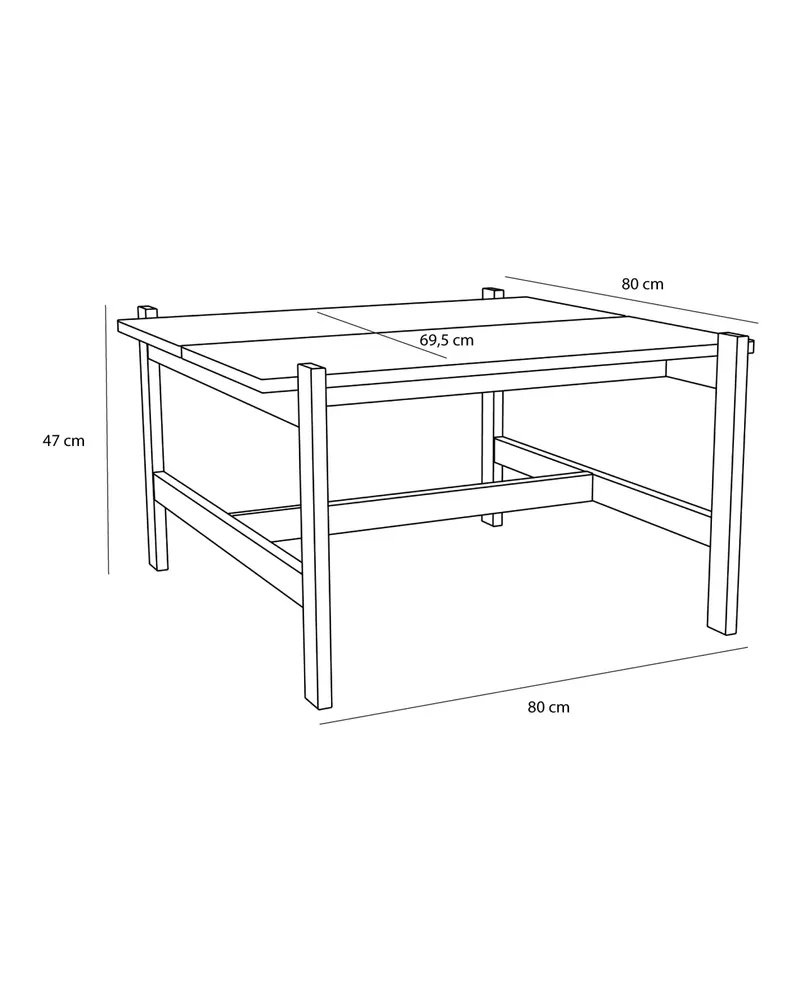 Hübsch Dash Couchtisch in Naturfarben, 80 × 80 × H 47 cm, Ansicht 3
