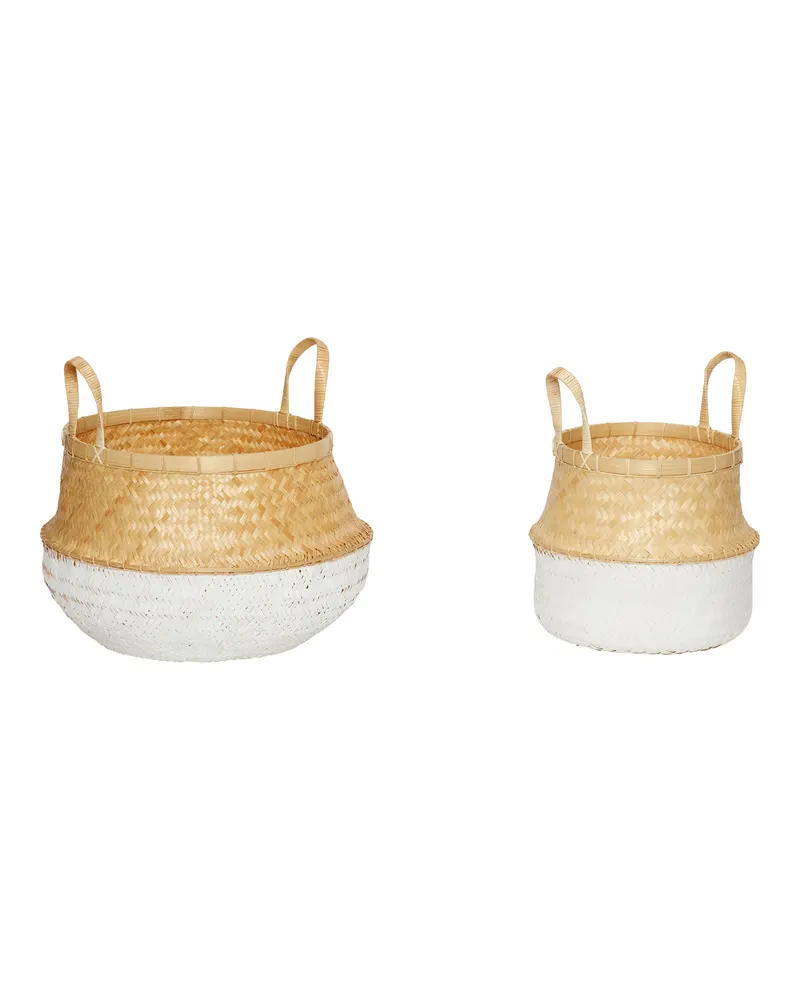 Daze Korbset aus Bambus und Rattan (2er-Set), Naturfarben, Weiß