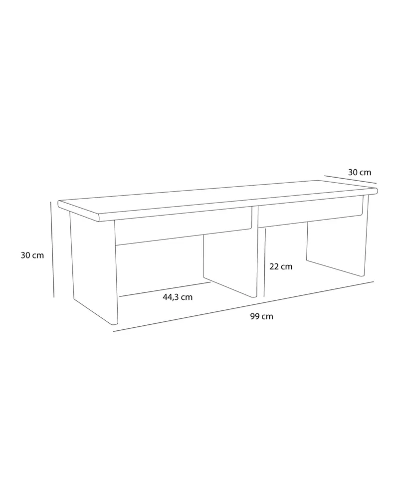 Hübsch Doppio Beistelltisch in Naturfarben, 99 × 30 × H 30 cm, Ansicht 3