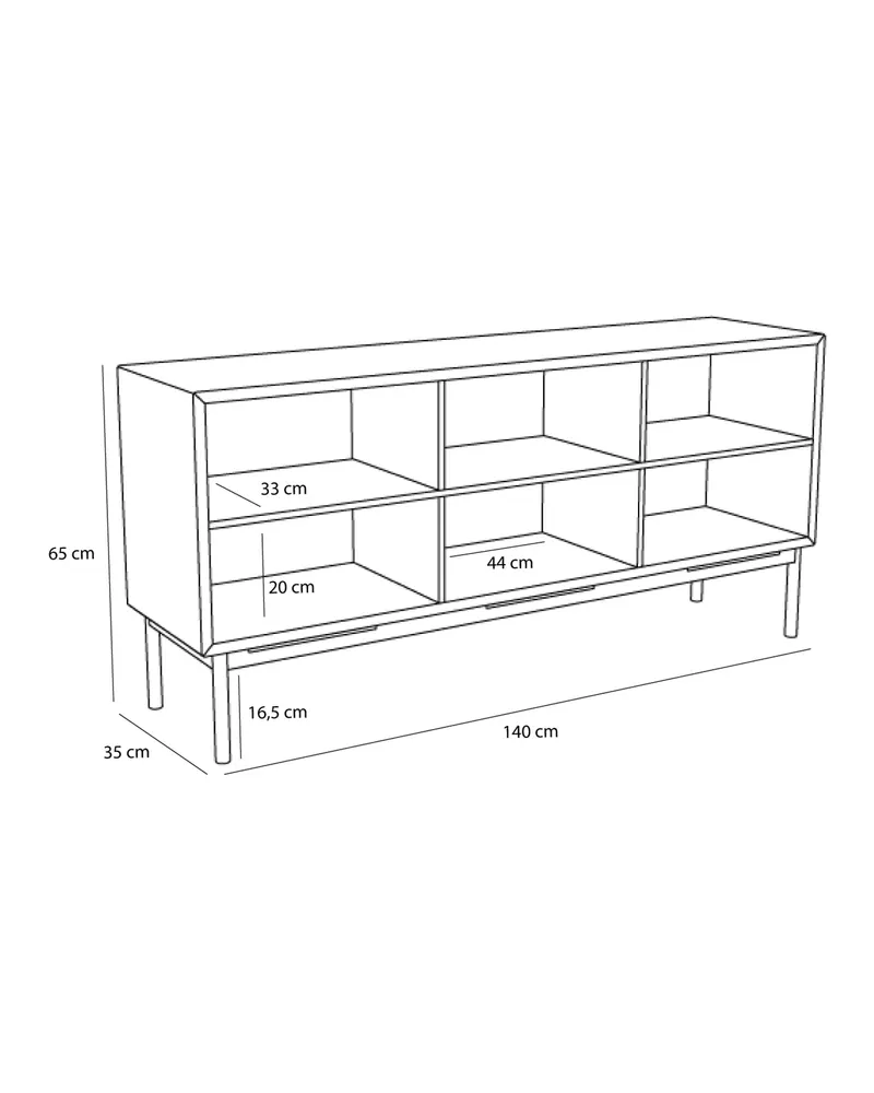 Hübsch Dual Sideboard in Braun und Naturfarben, 140 × 35 × H 65 cm, Ansicht 3