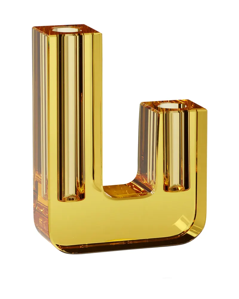 Duo Vase aus Kristall in Gelb