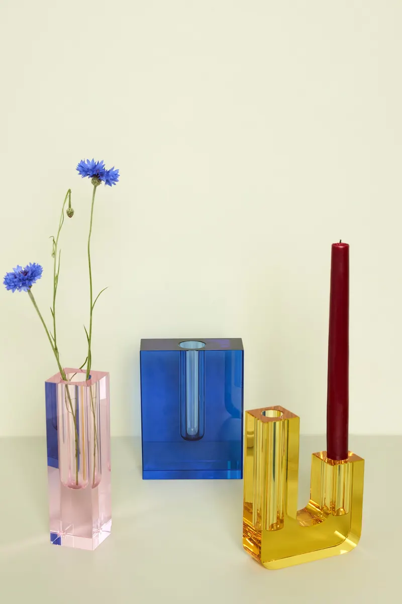 Hübsch Block Vase in Blau, 12 × 5 × H 16 cm, Ansicht 3