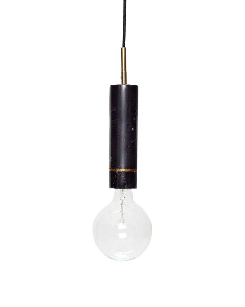 Elegant Pendelleuchte aus Marmor in Schwarz und Messingfarben, Schwarz, Messingfarben