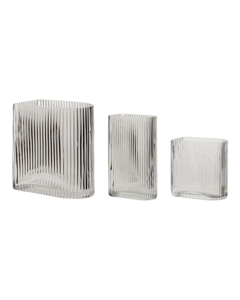 Hübsch Elements Vasenset in Klar, 12 × 7 × H 13 und 16 × 9 × H 18 und 12 × 7 × H 20 cm, Ansicht 1