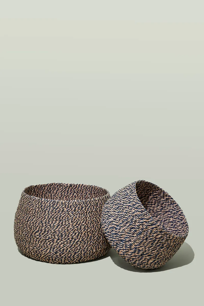 Hübsch Eyrie Korbset in Schwarz und Rosa, Ø 29 × H 23 und Ø 37 × H 19 cm, Ansicht 3