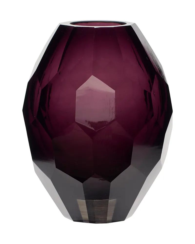 Facet Vase aus Glas, Bordeaux