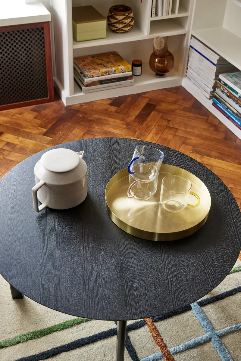 Hübsch Fjord Couchtisch in Schwarz, Ø 80 × H 42 cm, Ansicht 6