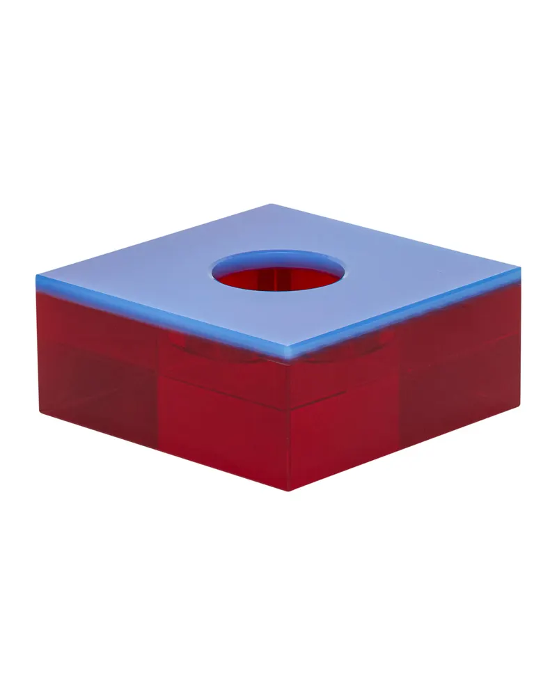 Flux Teelichthalter aus Kristall, Blau, Rot