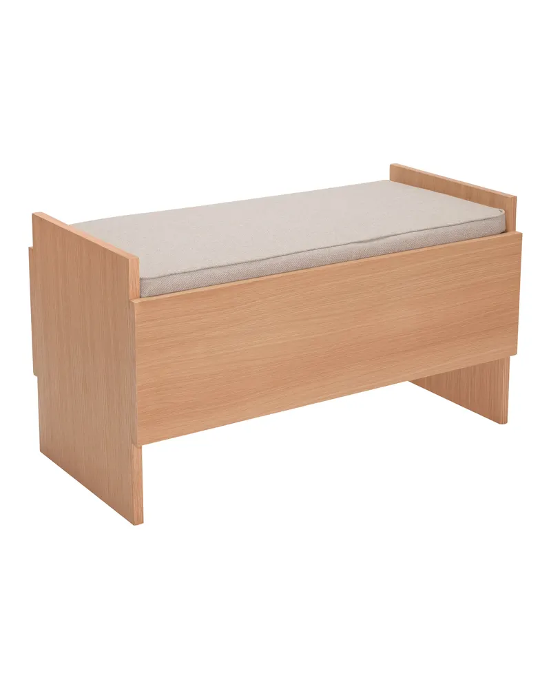 Hübsch Forma Sitzbank in Grau und Naturfarben, 85 × 42 × H 48 cm, Ansicht 2