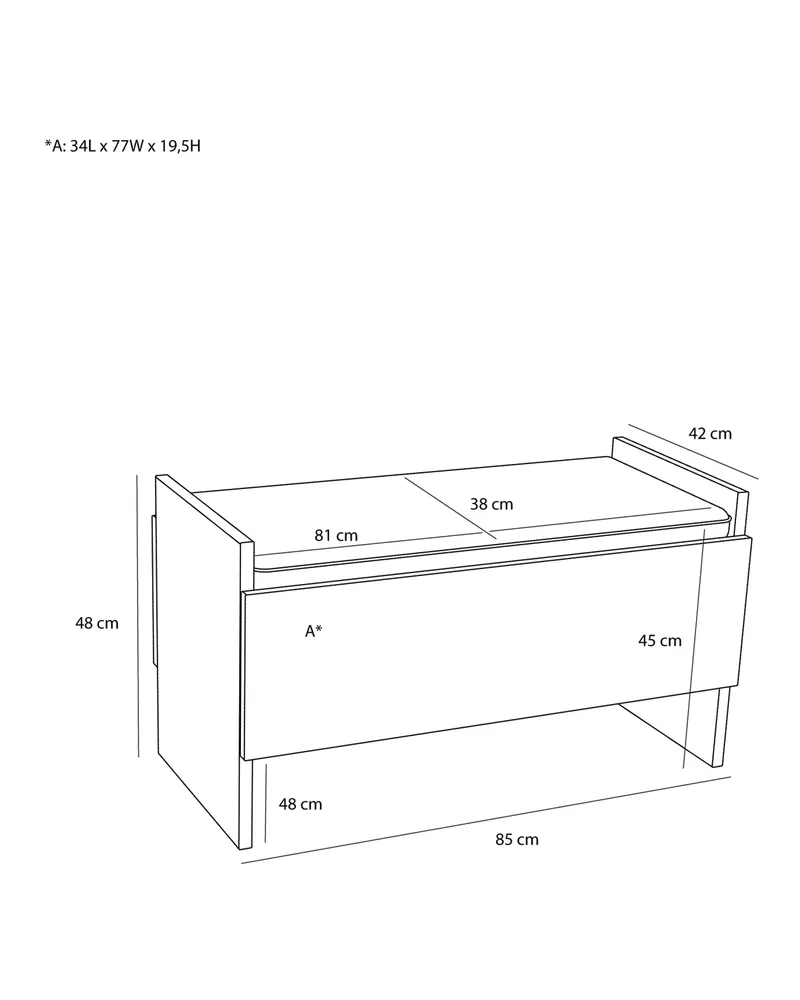 Hübsch Forma Sitzbank in Grau und Naturfarben, 85 × 42 × H 48 cm, Ansicht 3