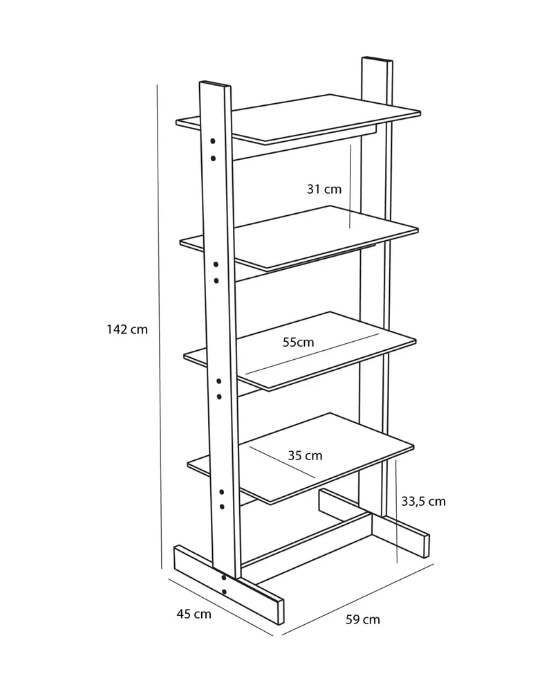 Hübsch Forma Regal in Naturfarben, 60 × 45 × H 142 cm, Ansicht 3