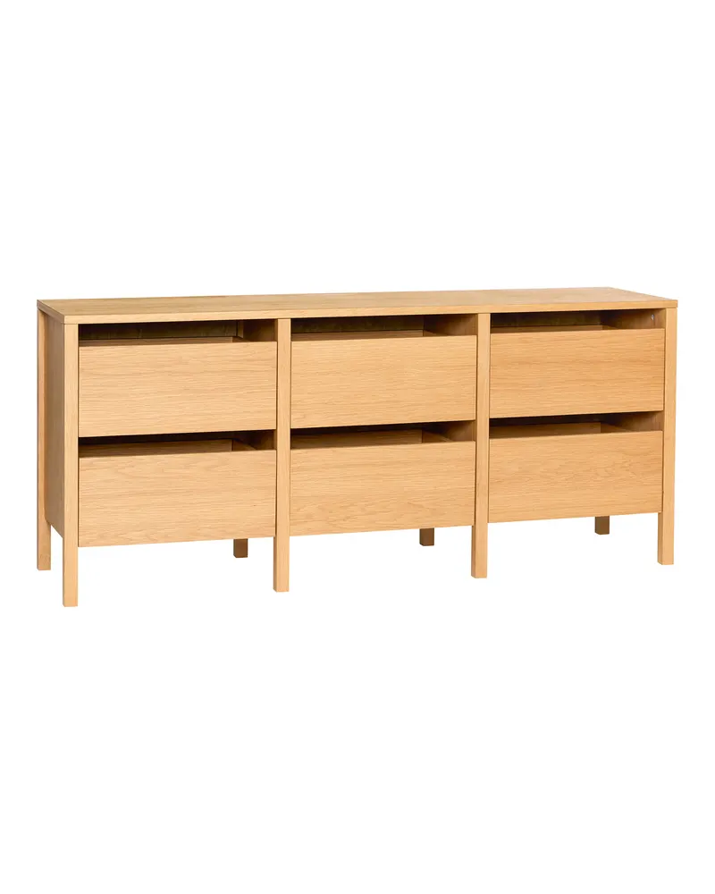 Forma Sideboard mit sechs Schubladen und Eichenfurnier in Naturfarben, FSC®-zertifiziert, Naturfarben
