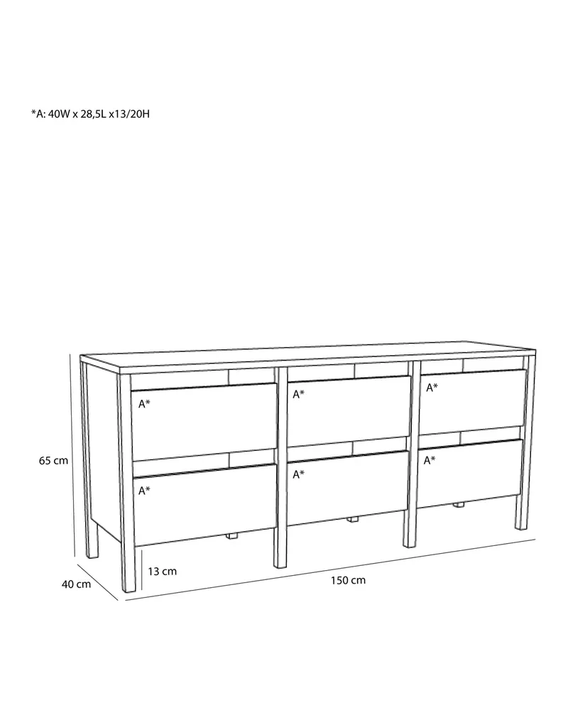 Hübsch Forma Sideboard in Naturfarben, 150 × 40 × H 65 cm, Ansicht 6