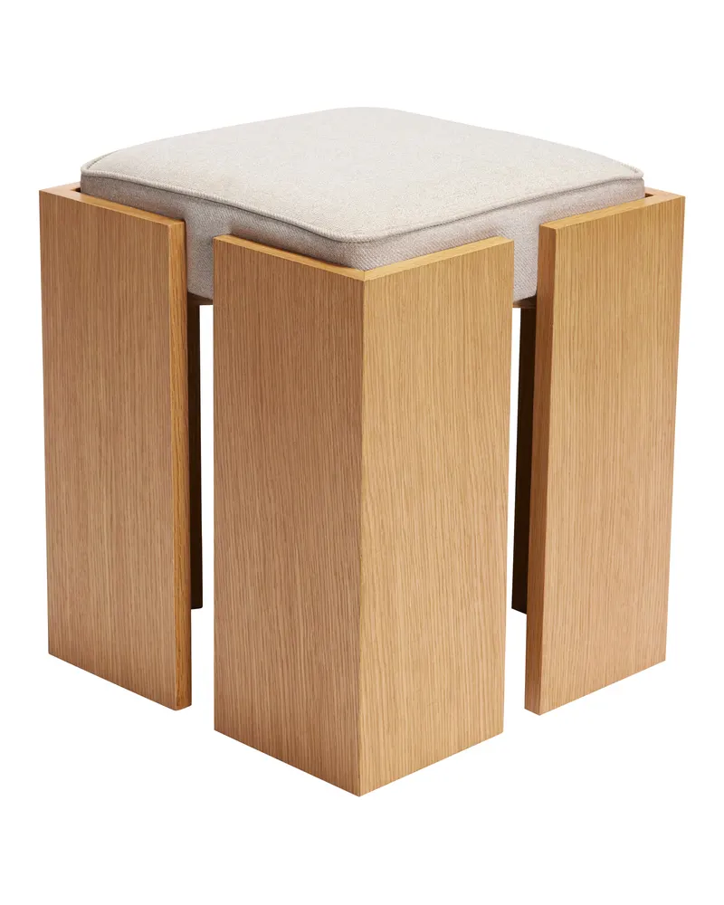 Hübsch Forma Hocker in Naturfarben und Sandfarben, 39 × 39 × H 46 cm, Ansicht 2