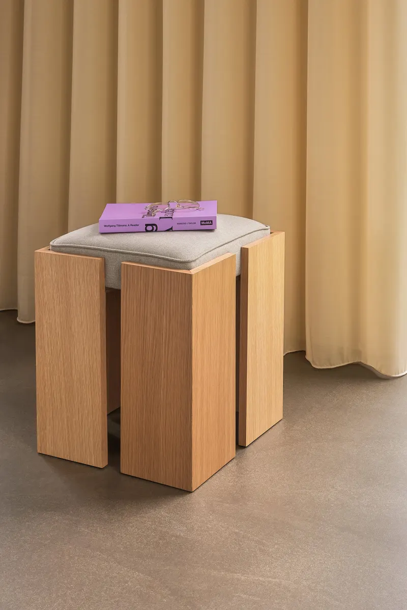 Hübsch Forma Hocker in Naturfarben und Sandfarben, 39 × 39 × H 46 cm, Ansicht 5