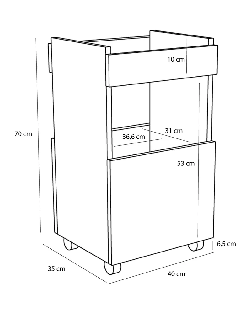 Hübsch Forma Servierwagen in Naturfarben, 40 × 35 × H 70 cm, Ansicht 3