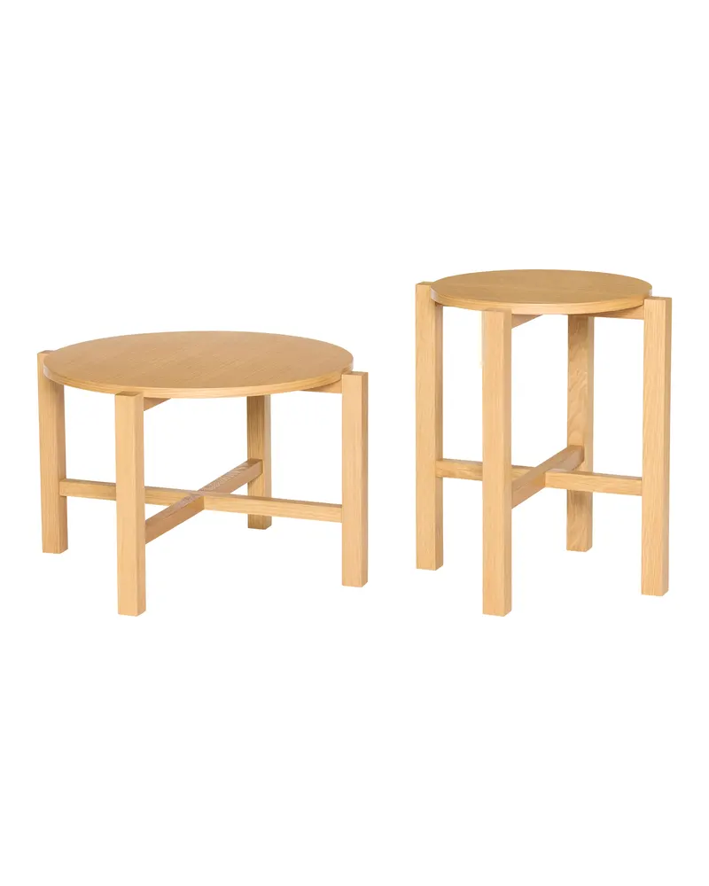 Hübsch Four Couchtisch in Naturfarben, Ø 68 × H 42 cm und Ø 48 × H 55 cm, Ansicht 1